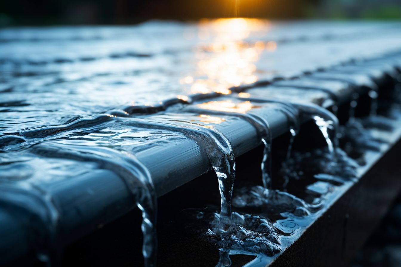 Efficient modern drainage system smoothly carries rainwater.