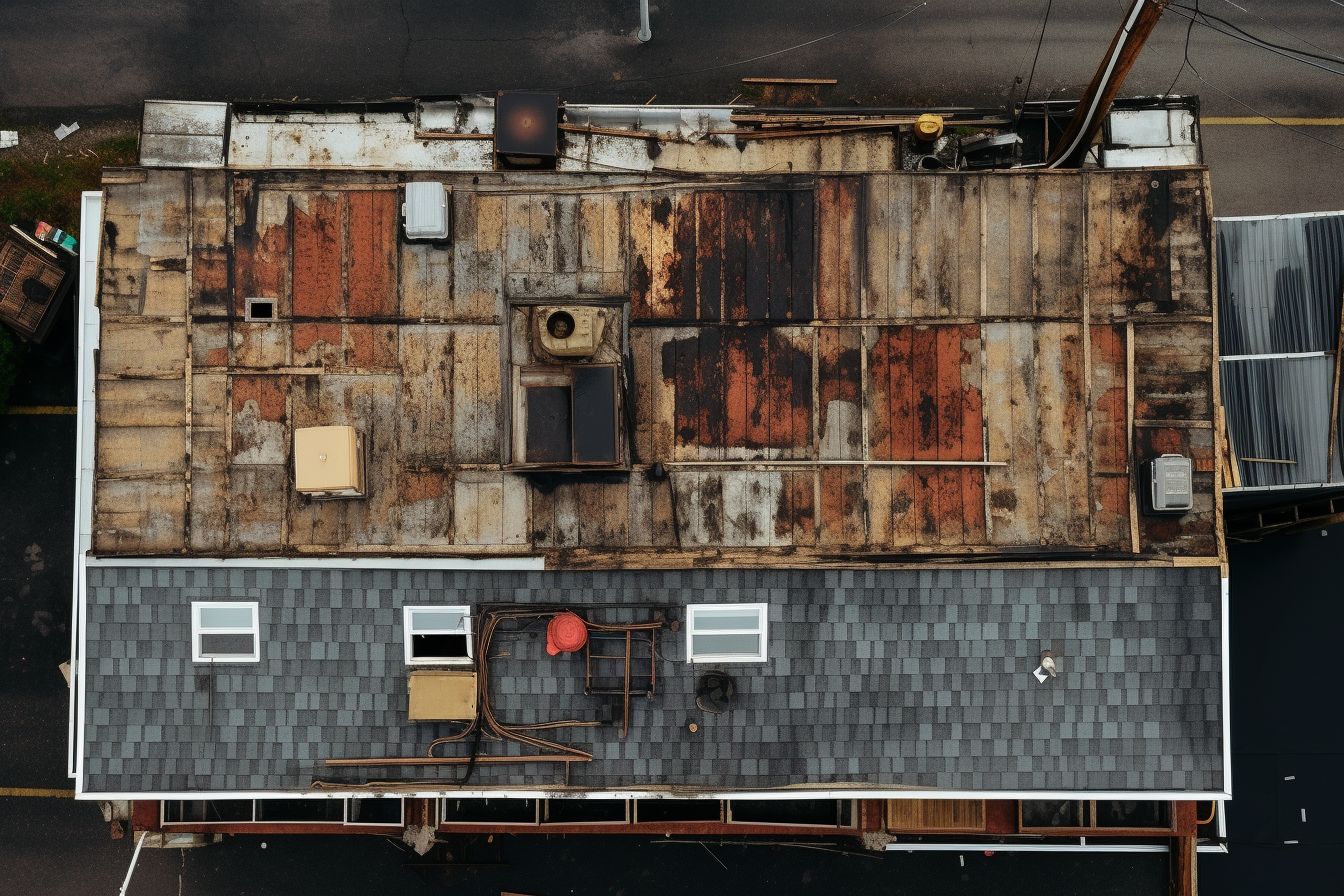 Open or damaged flashing on a Caucasian person's flat roof. Open or damaged flashing on a Caucasian person's flat roof.