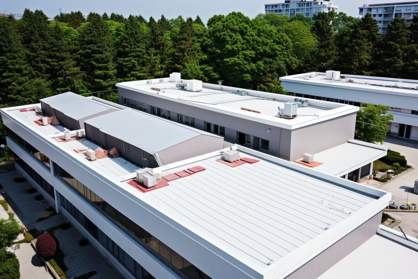 Commercial building with flat roof showcasing different <a href=